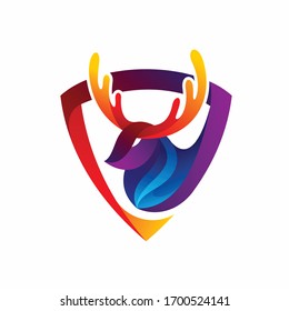shield vector logo, deer logo design