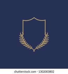 Shield vector logo design. Blazon design template. Castle logo. Luxury design element