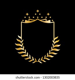 Shield vector logo design. Blazon design template. Castle logo. Luxury design element