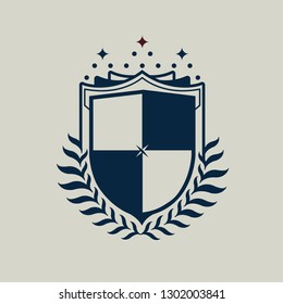 Shield vector logo design. Blazon design template. Castle logo. Luxury design element