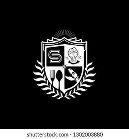 Shield vector logo design. Blazon design template. Castle logo. Luxury design element