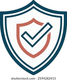 Shield vector logo icon Modern flat illustration with Check mark protection, safety, security, reliability concept emblem