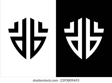 THE SHIELD VECTOR MONOGRAM DESIGN IS SHAPED BY THE LETTER "B" AND HAS A BLACK AND WHITE BACKGROUND.