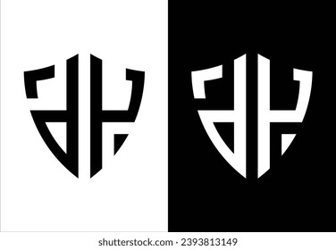 SHIELD VECTOR MONOGRAM DESIGN IN THE SHAPES OF THE LETTERS "D" AND "Y". BLACK AND WHITE BACKGROUND.