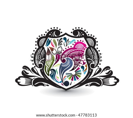 shield vector of ornate floral banners, vector illustration.