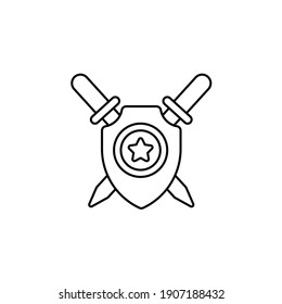 Shield vector outline icon style illustration. EPS 10 file