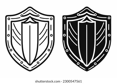 Shield vector, Shield outline style line art,  medieval, Royal, heraldic shield, Heraldic ornamental shields collection