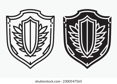 Shield vector, Shield outline style line art,  medieval, Royal, heraldic shield, Heraldic ornamental shields collection