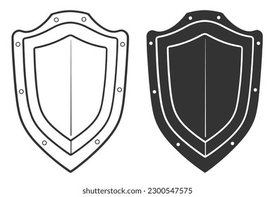 Shield vector, Shield outline style line art,  medieval, Royal, heraldic shield, Heraldic ornamental shields collection