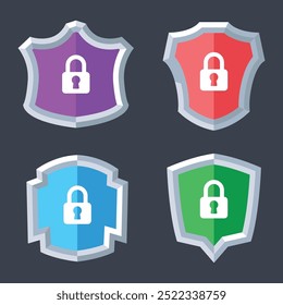 Bloco de vetor de escudo em vários design e forma