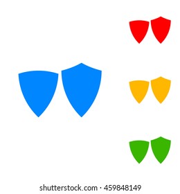 Shield vector sign. Colorful set of icon - blue, red, yellow, green.