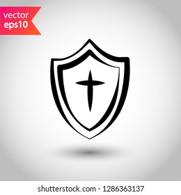 Shield vector sign. Protection icon.  Guard symbol. Eps 10 flat vector icon