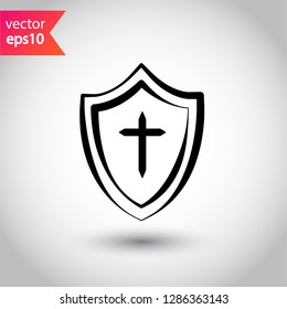 Shield vector sign. Protection icon.  Guard symbol. Eps 10 flat vector icon