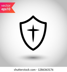 Shield vector sign. Protection icon.  Guard symbol. Eps 10 flat vector icon