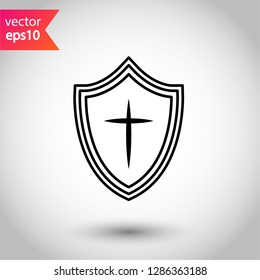 Shield vector sign. Protection icon.  Guard symbol. Eps 10 flat vector icon
