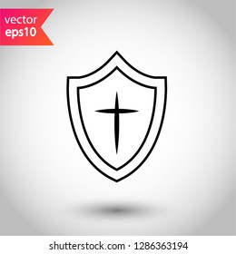 Shield vector sign. Protection icon.  Guard symbol. Eps 10 flat vector icon