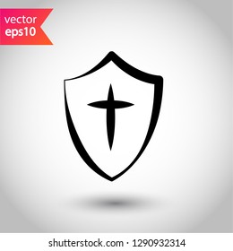 Shield vector sign. Protection vector icon.  Guard symbol. Eps 10 flat vector icon