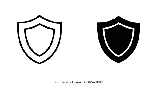 Shield vectors icons set in filled and strokes on white background