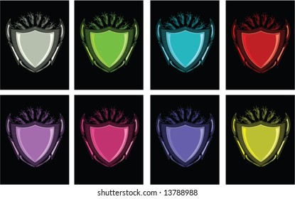 Shield vectors in several colors 1