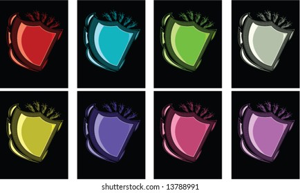 Shield vectors in several colors 2