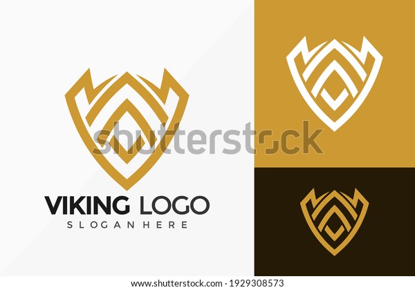 Shield Viking\
emblem Logo Vector Design. Abstract emblem, designs concept, logos,\
logotype element for\
template.
