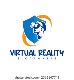 Plantilla de diseño del logotipo Escudo de Realidad Virtual. Ilustración vectorial del logo de Creative Virtual Reality.