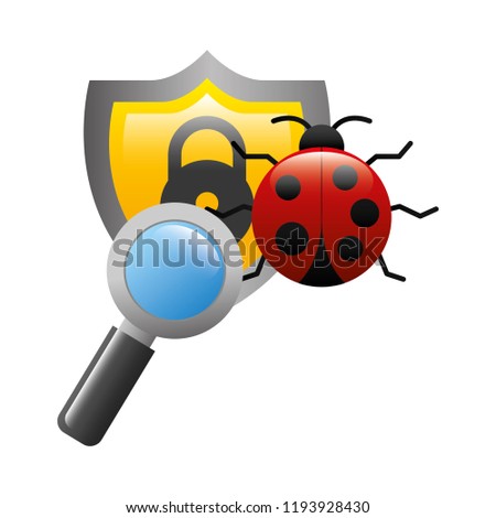 shield with virus atack and magnifying glass