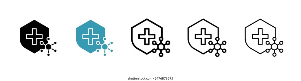 Shield virus black liner icon collection