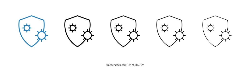 Shield virus black and white vector icon