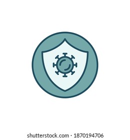Shield with Virus in Circle vector concept colored icon or design element