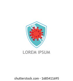 escudo de virus. corona.  diseño vectorial.
