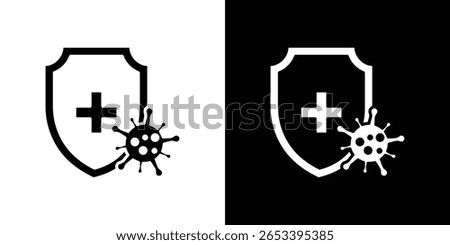Shield virus icon black silhouette for web, and mobile app
