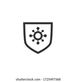 Shield with virus icon flat design