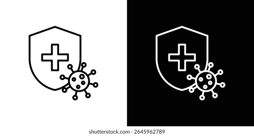 Shield virus icon Flat style logo vector. perfect for UI designs