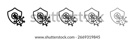Shield virus icon for mobile concept and web design.