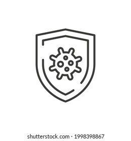 Shield with virus icon. Protection  and immunization concept.