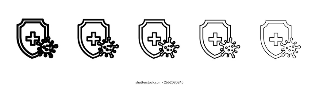 Shield virus icon Symbol concept for web design.simple line vector icon. logo illustration.