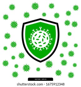Shield Virus Icon Vector Illustration Logo Template