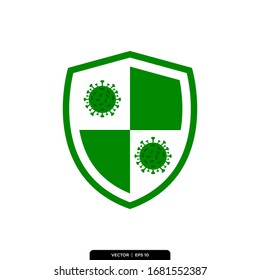 Shield Virus Icon Vector Illustration Logo Template