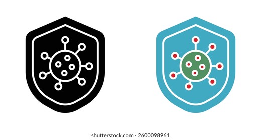 Shield virus web vector icons set