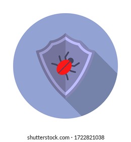 shield from viruses long shadow icon. Simple color vector of virus and antivirus icons for ui and ux, website or mobile application