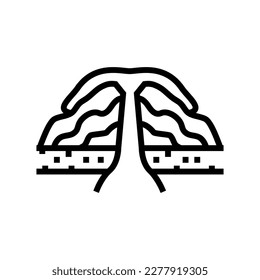 shield volcano lava line icon vector. shield volcano lava sign. isolated contour symbol black illustration
