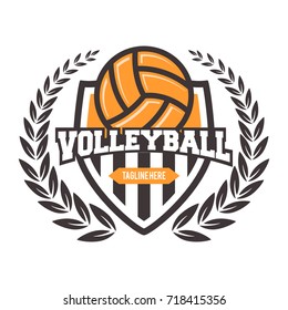 Volleyball Emblem Template Laurel Stock Vector (Royalty Free) 718415323 ...