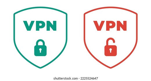 Shield VPN icon with successful and bad connection. Good and bad VPN protection, Line icon, editable stroke