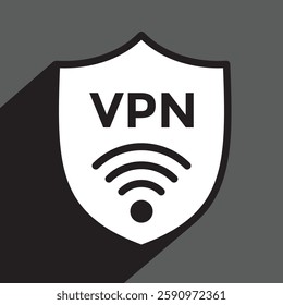shield VPN, wireless symbol, internet securiy concept, vector illustration