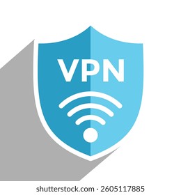 shield VPN, wireless symbol, internet securiy concept, vector illustration