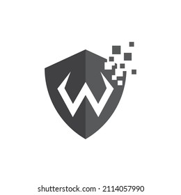 Shield with W initial letter logo template vector design