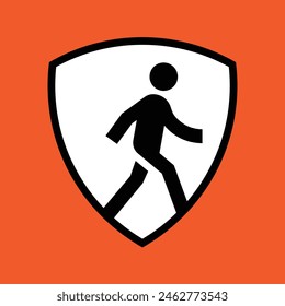 Shield Walk - Safe Walk - Protect Walk - Man walking icon - Walk