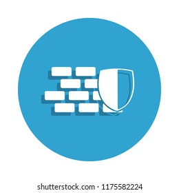 shield and wall icon in badge style. One of cyber security collection icon can be used for UI, UX