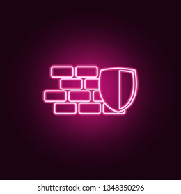 shield and wall icon. Elements of cyber security in neon style icons. Simple icon for websites, web design, mobile app, info graphics